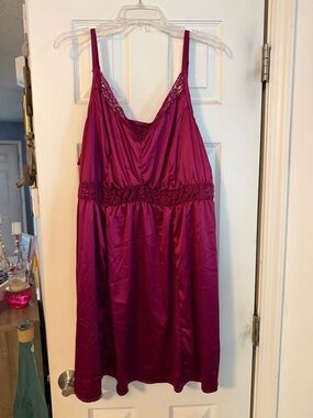 Torrid Satin Lace-Trim Nightie in Berry Plum